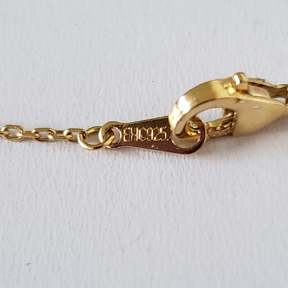 Rachel Zoe Clover MOP Long Necklace Yellow Gold Plate Sterling Silver - Picture 6 of 6